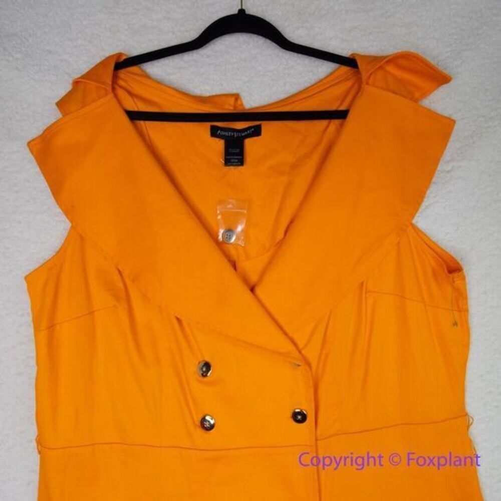 New! Ashley Stewart orange dress double breasted collared with belt, size 22/24 - Picture 2 of 16